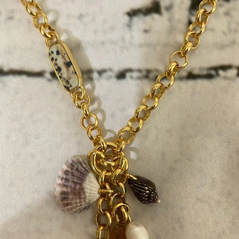 J. Crew Gold Plated Mixed-Stone Charm Necklace